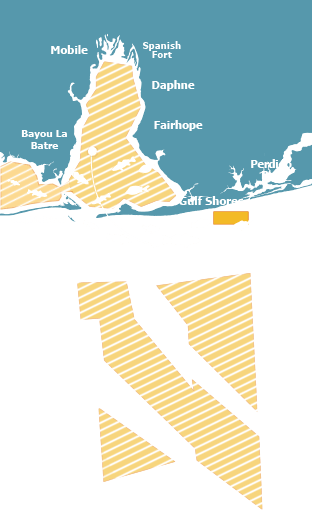 Gulf Map with the Nearshore zones highlighted